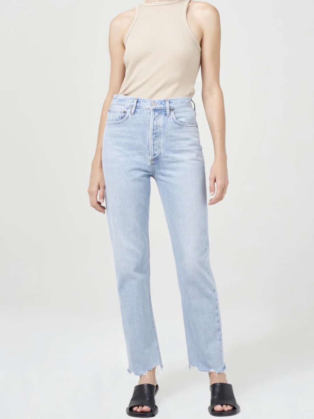Agolde 90's Pinch Waist High Rise Straight Light Wash Jeans 26